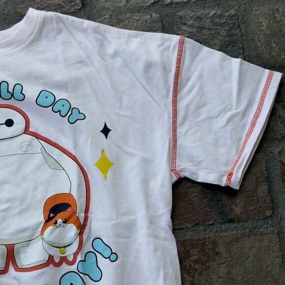 Disney Bay Max Cat Shirt Oversized XS White Tee - Picture 3 of 6